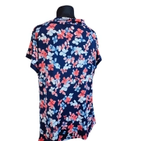 Bluzka z lejącym dekoltem typu woda - pomarańczowe kwiatki